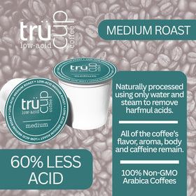 TRÜCUP pods with Keurig compatibility, easy to brew a gentle cup.