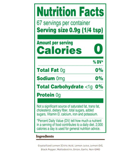Close-up on True Citrus labels highlighting non-GMO and gluten-free traits.