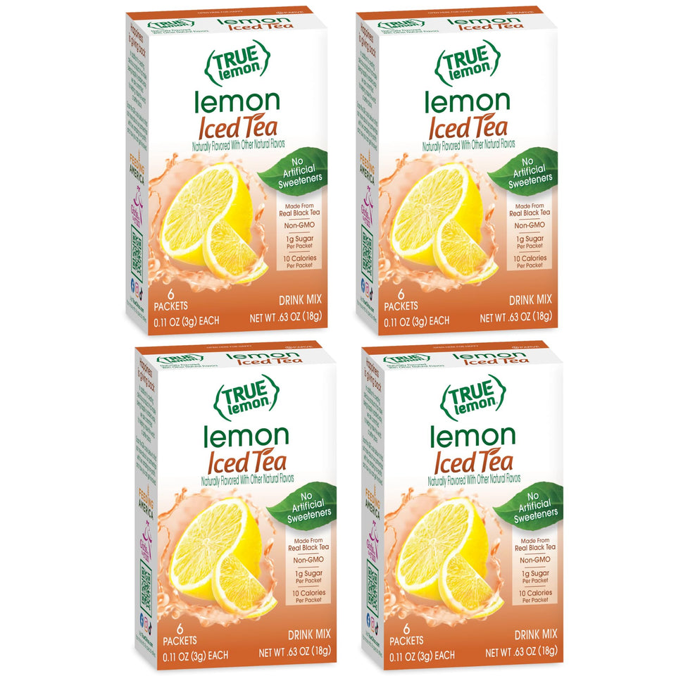 True Citrus Lemon Iced Tea Mix box showing 24 packets for easy refreshment