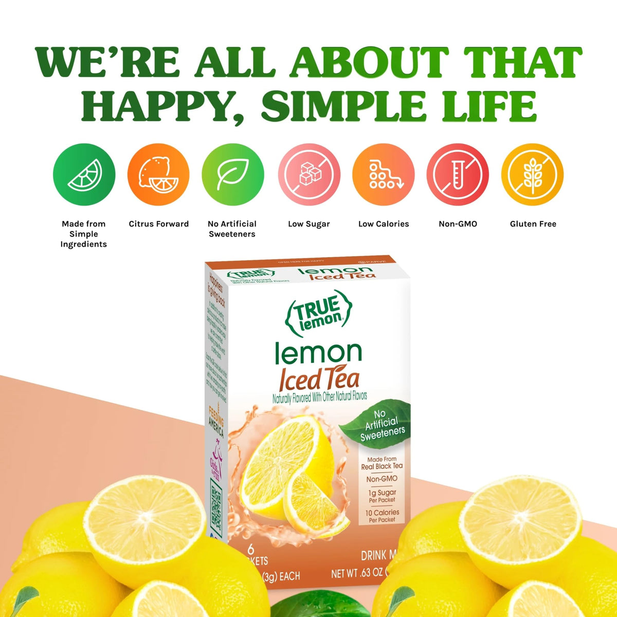 Glass of True Citrus Lemon Iced Tea Mix poured over ice