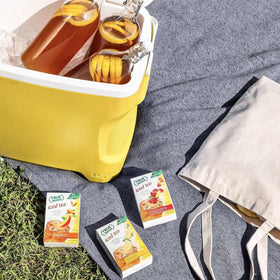 True Citrus Lemon Iced Tea Mix on a kitchen counter for quick mixing
