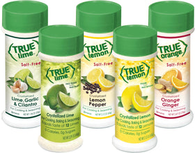 True Citrus Lemon Pepper Shaker delivers bright citrus seasoning for poultry and vegetables.
