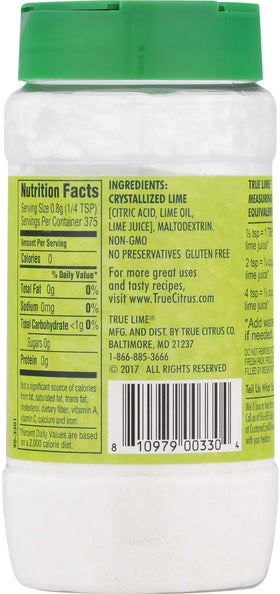 Close-up of True Citrus Lemon Shaker powder texture for baking and beverages