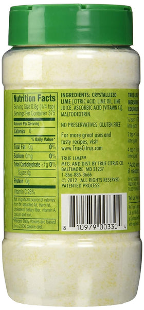 True Citrus Lime Shaker 2pk close-up label highlighting natural ingredients and zero calories.