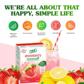 Family-friendly True Lemon Strawberry Lemonade served for family hydration.
