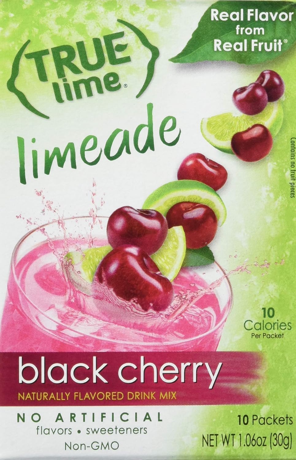 True Citrus True Black Cherry Limeade drink mix bottle pour for a refreshing, low-calorie flavor