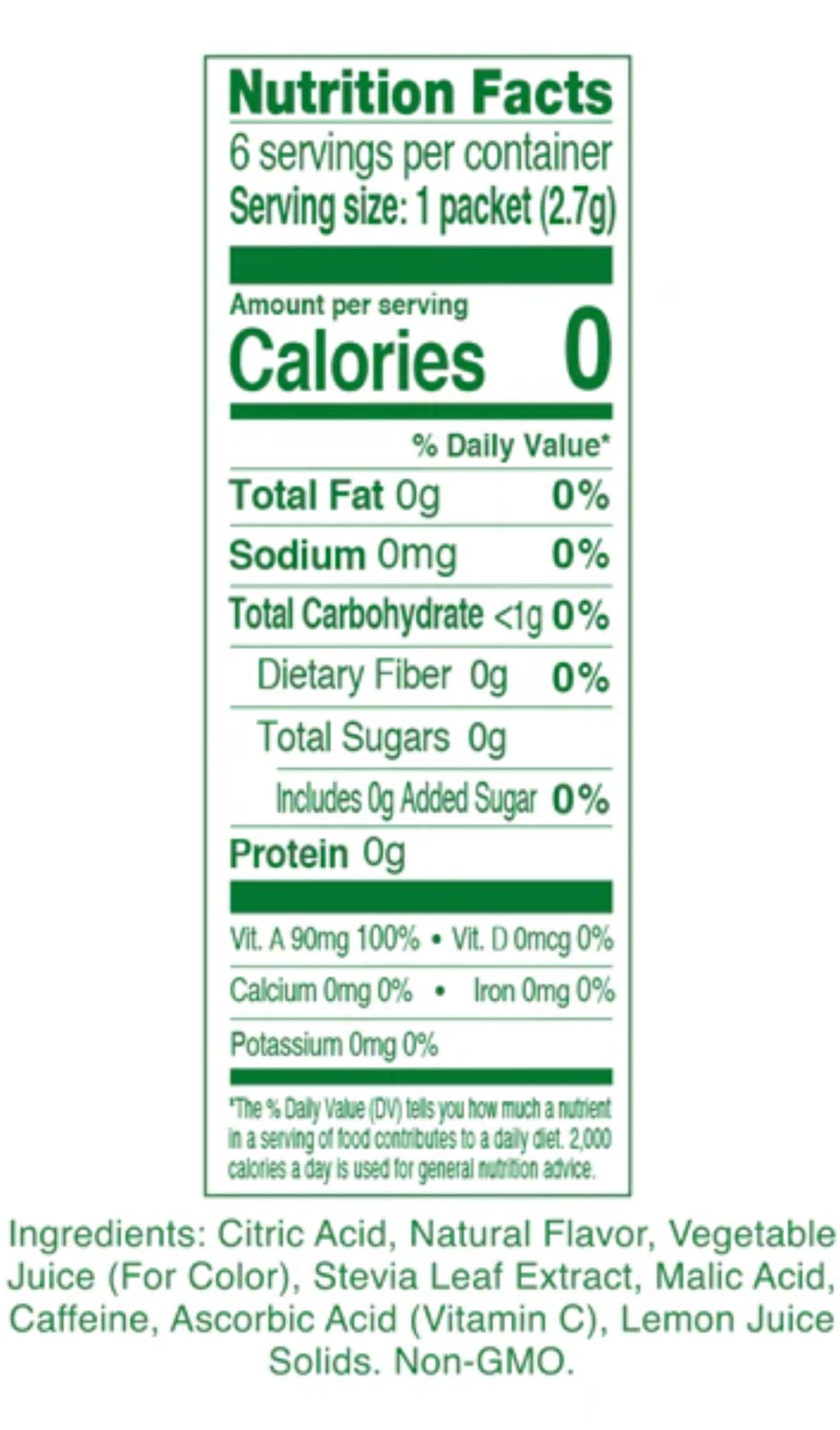 True Lemon Energy Variety Pack box back showing flavor details