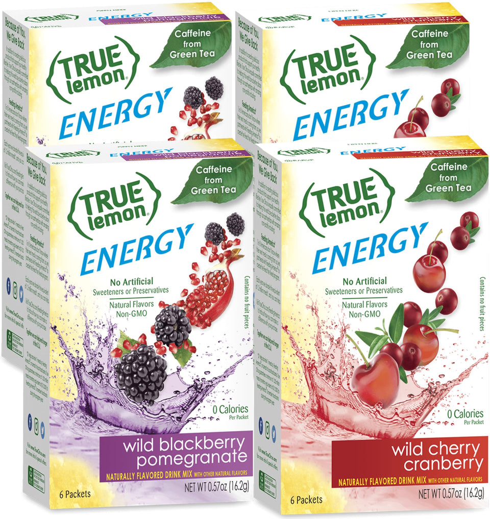 True Lemon Energy Variety Pack box front with six packets per flavor