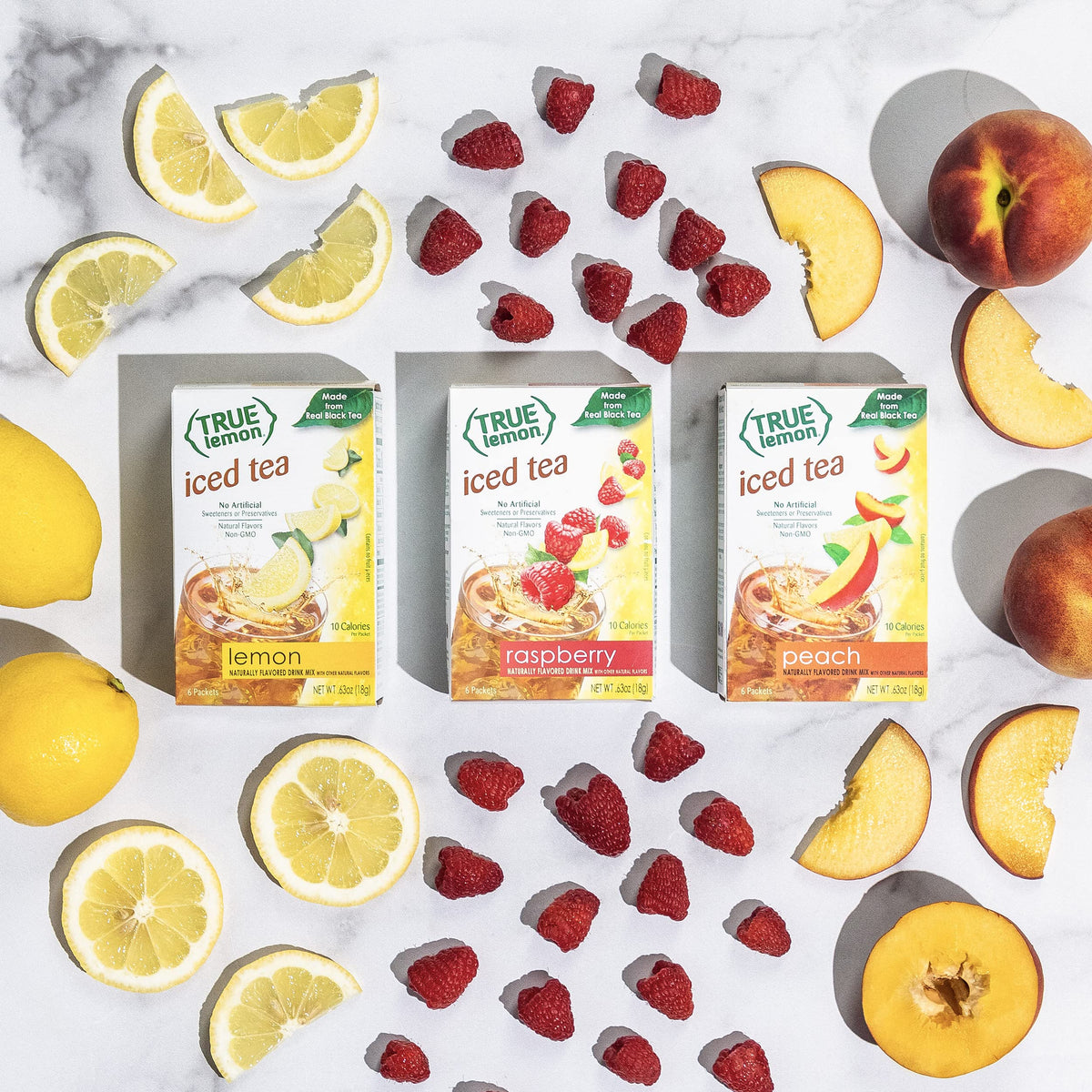 True Lemon Iced Tea nutrition panel highlights calories and ingredients