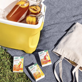 True Lemon Iced Tea bottle splash shows vibrant lemon flavor appeal