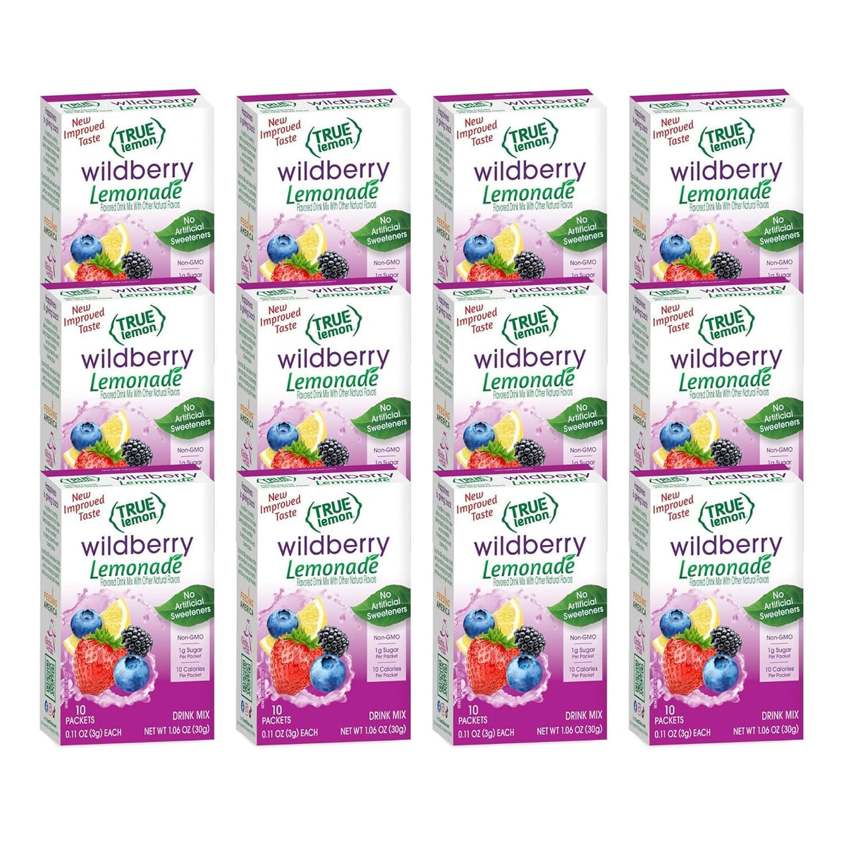 True Lemon Wildberry Lemonade packet dissolving in water for quick flavor