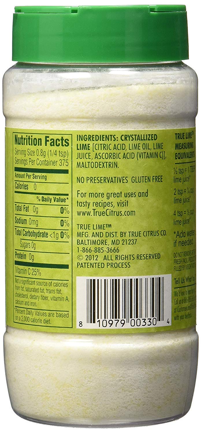 True Citrus True Lime shaker top view showing compact 10.6oz size
