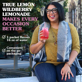 On-shelf display featuring the Wildberry Lemonade lineup by True Citrus