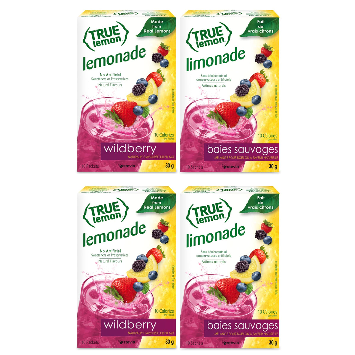 True Citrus Wildberry Lemonade four box pack displayed for convenience