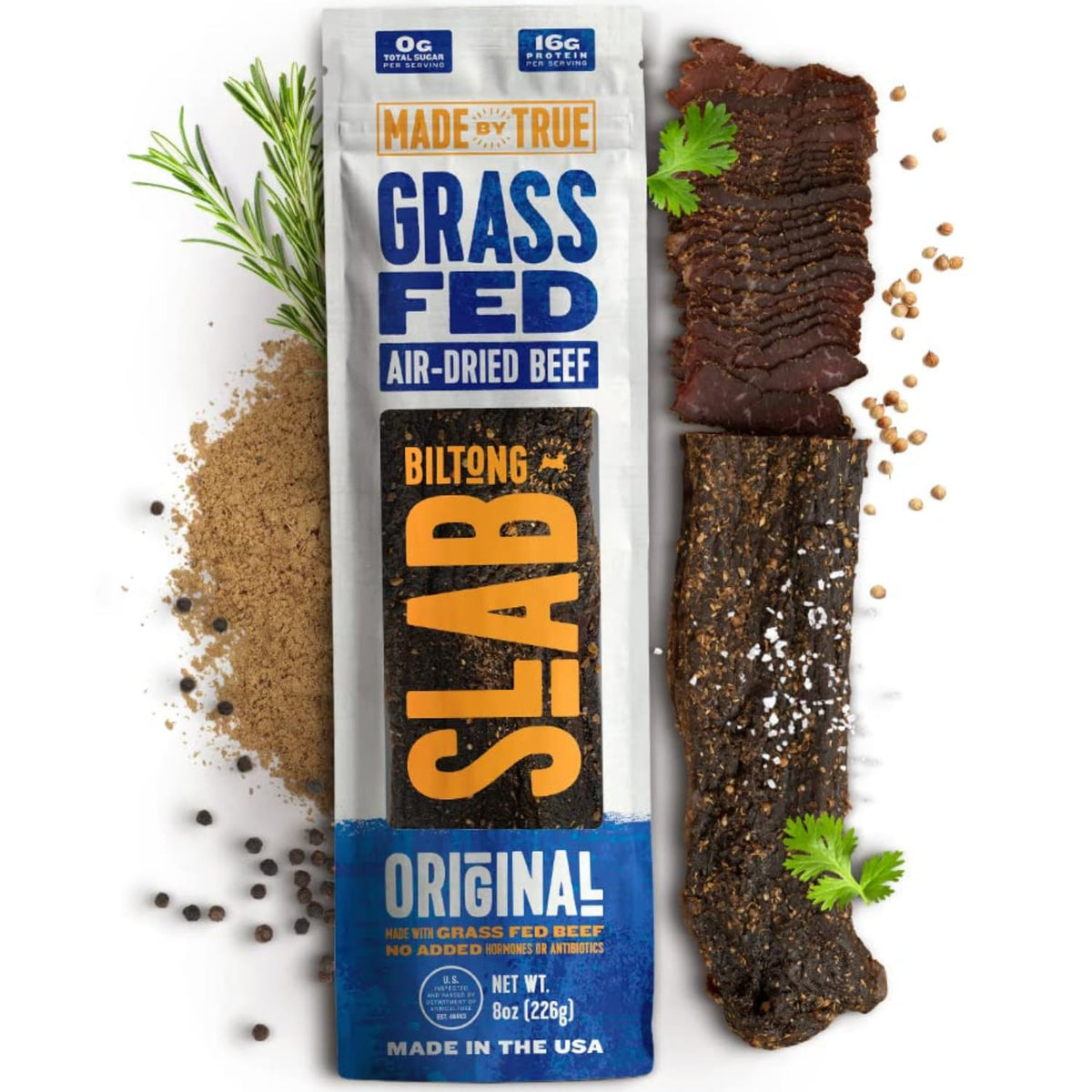 True Jerky biltong slab uncut – premium grass-fed beef ready to slice for snacking.