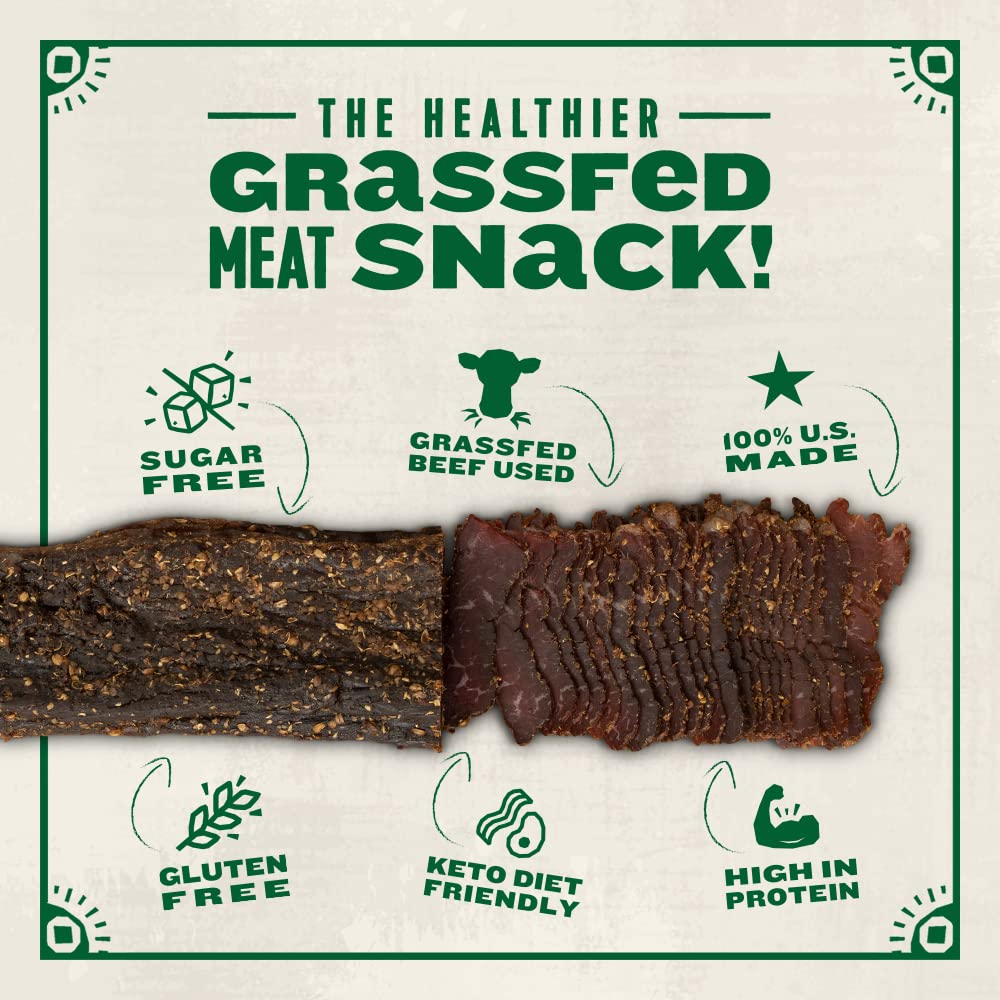 True Jerky Garlic & Herb slab sliced view for quick keto bites.