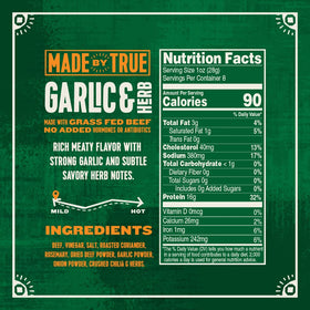 True Jerky Garlic & Herb slab uncut view shows bold flavor and texture.