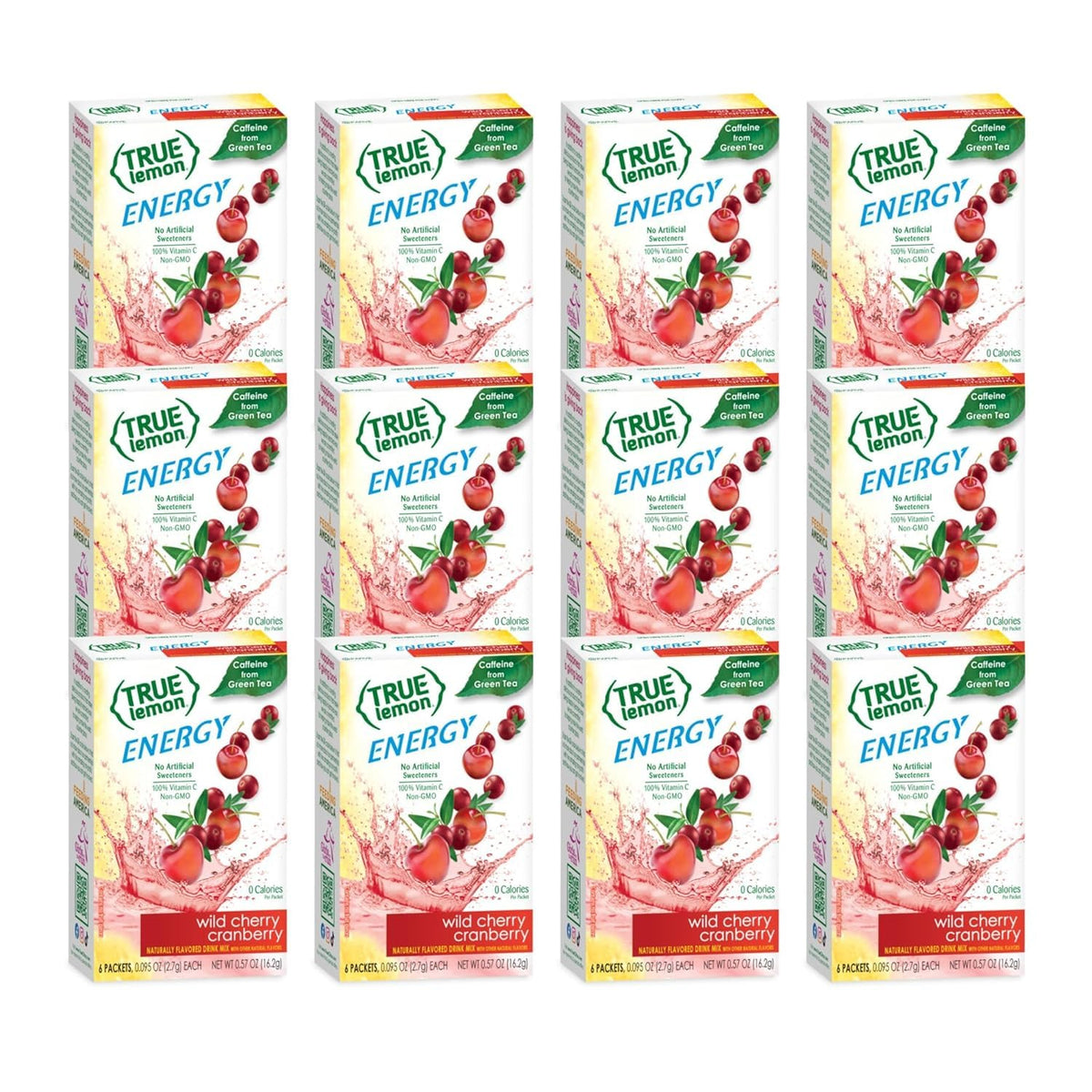 True Lemon Energy Wild Cherry Cranberry packets ready for a sugar-free boost.