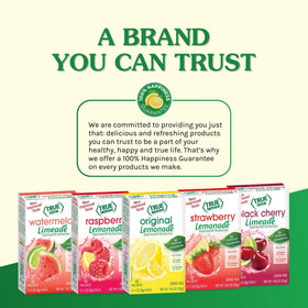 Prepared glass of True Lemon Orange Mango Drink Mix ready to enjoy.