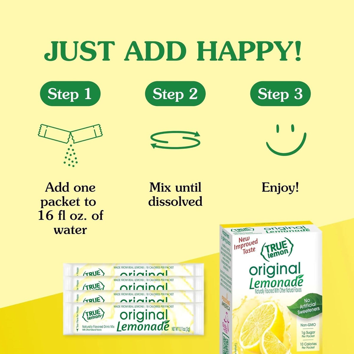 True Lemon Original Lemonade reveals real lemon oils and juice in a glass.