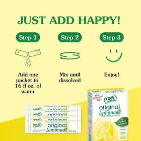 True Lemon Original Lemonade reveals real lemon oils and juice in a glass.