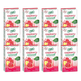 True Lemon Raspberry Lemonade packaging highlighting simple ingredients for hydration.