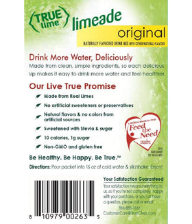 Stack of four True Lime Limeade boxes in a multi-pack, ideal for gatherings.