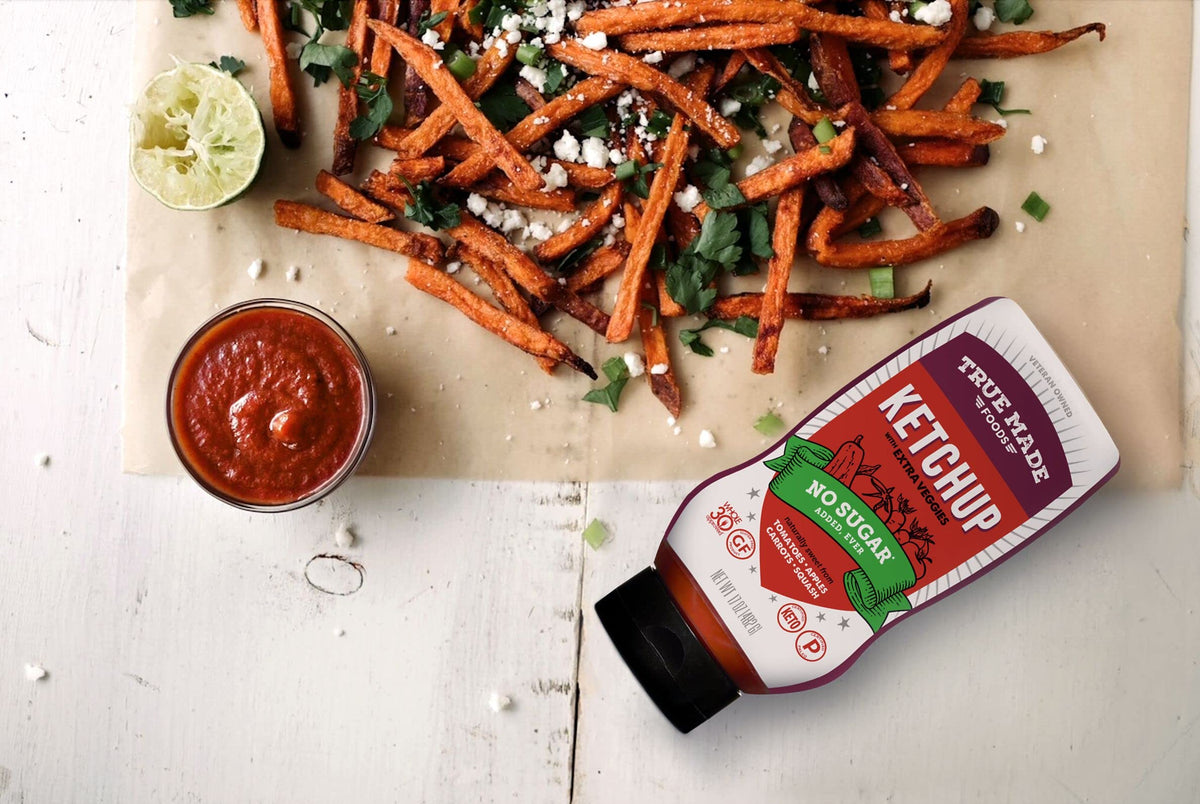 Gluten-free, Non-GMO, vegan icons indicate dietary flexibility.