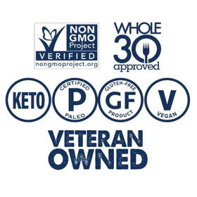 Ingredients label closeup on True Made Foods product emphasizing real fruit and veggie base