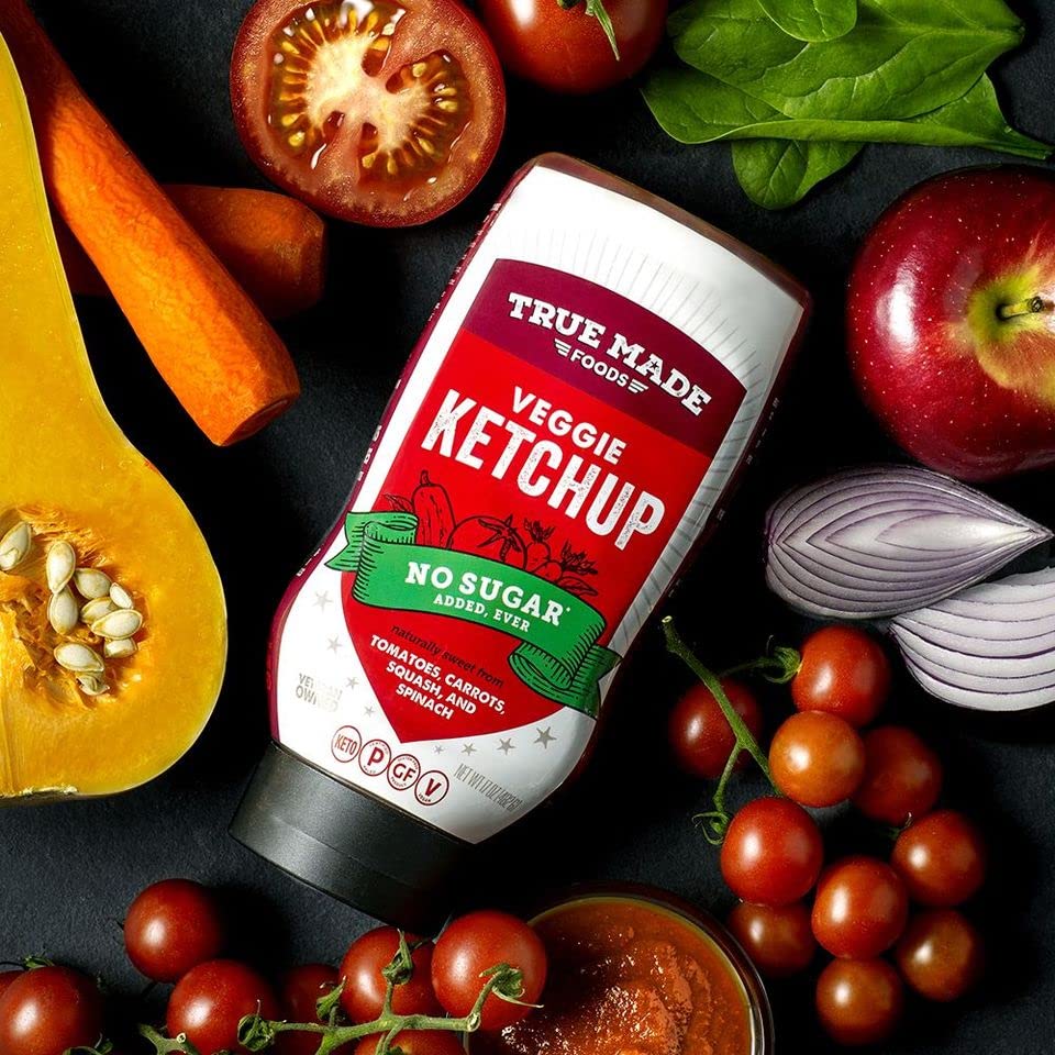 Natural veggie ingredients depicted on the label signify real vegetable flavors.