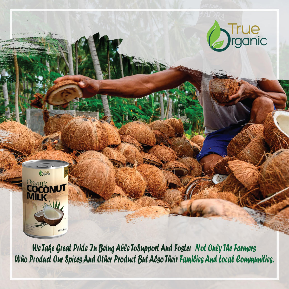 True Organic coconut milk is ethically sourced with monkey labor-free production.
