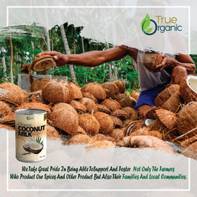 True Organic coconut milk is ethically sourced with monkey labor-free production.