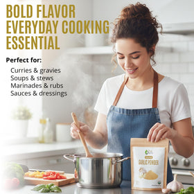 True Organic Garlic Powder ready-to-use on dish for sauces and marinades