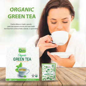 True Organic Kosher-certified green tea leaves ready to steep for a soothing cup.