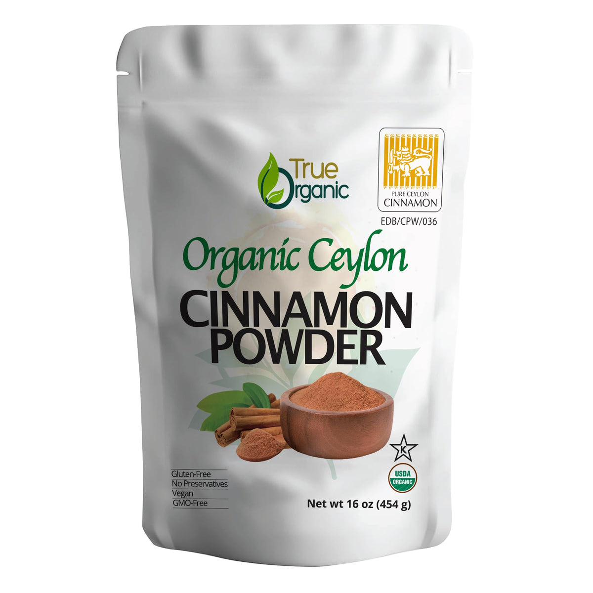 True Organic Pure Ceylon Cinnamon Powder 1lb adds aroma to baking and cooking