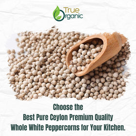 True Organic White Peppercorns used in sauces and baked goods for bright flavor