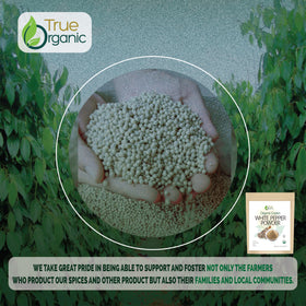 True Organic White Pepper Powder packaging with USDA Organic and Kosher seals.