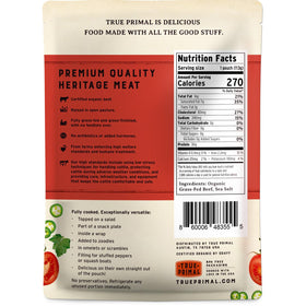 Open pouch of True Primal meatballs shows ready-to-eat convenience