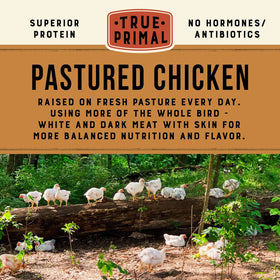 True Primal Roasted Chicken Soup 8-pack garden vegetables provide colorful, savory chunks.