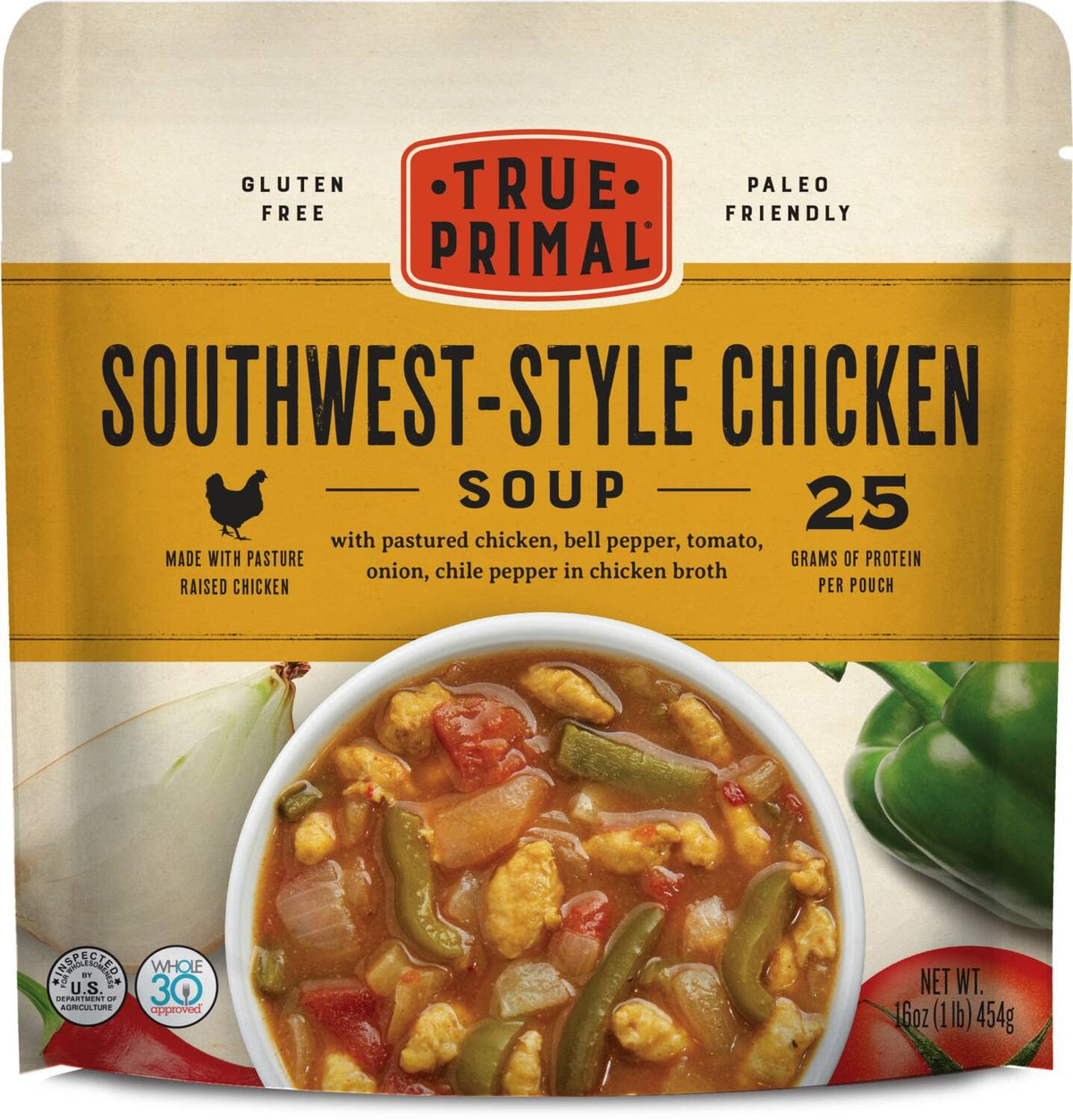 True Primal Southwest Style Chicken Soup ready-to-heat for quick meals.