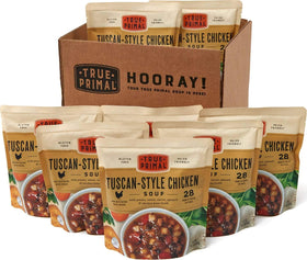 True Primal Tuscan-Style Chicken Soup shelf-stable and convenient for on-the-go.