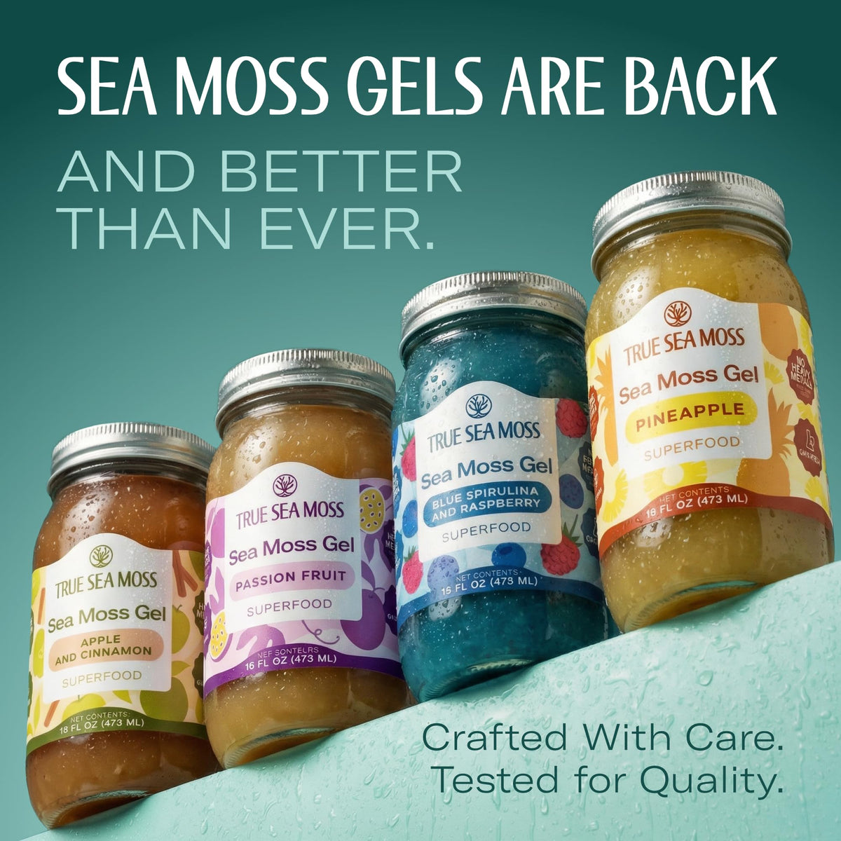 TrueSeaMoss gel ingredient blend close-up showing pineapple puree and texture