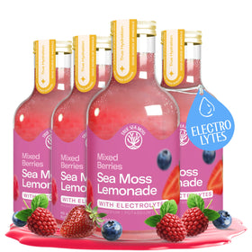 TrueSeaMoss mixed berry lemonade bottle front for on-the-go hydration.