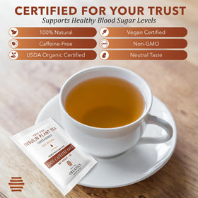True Vine Insulin Plant Tea packaging box with USDA Organic label