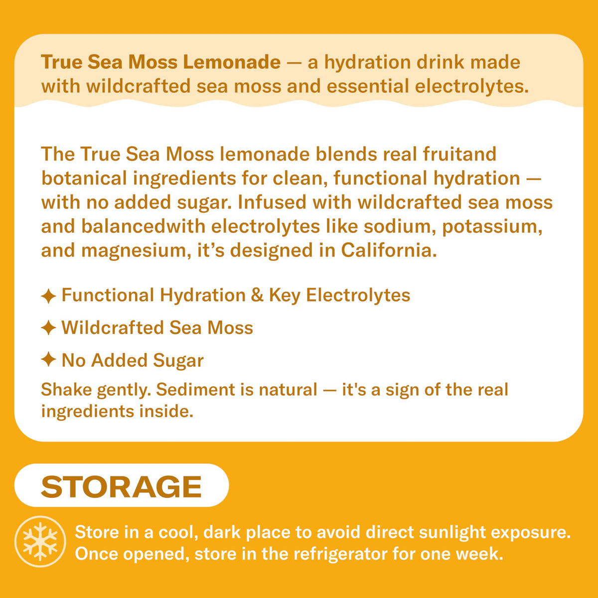 TrueSeaMoss mango lemonade bottle being poured for on-the-go hydration.