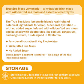 TrueSeaMoss mango lemonade bottle being poured for on-the-go hydration.