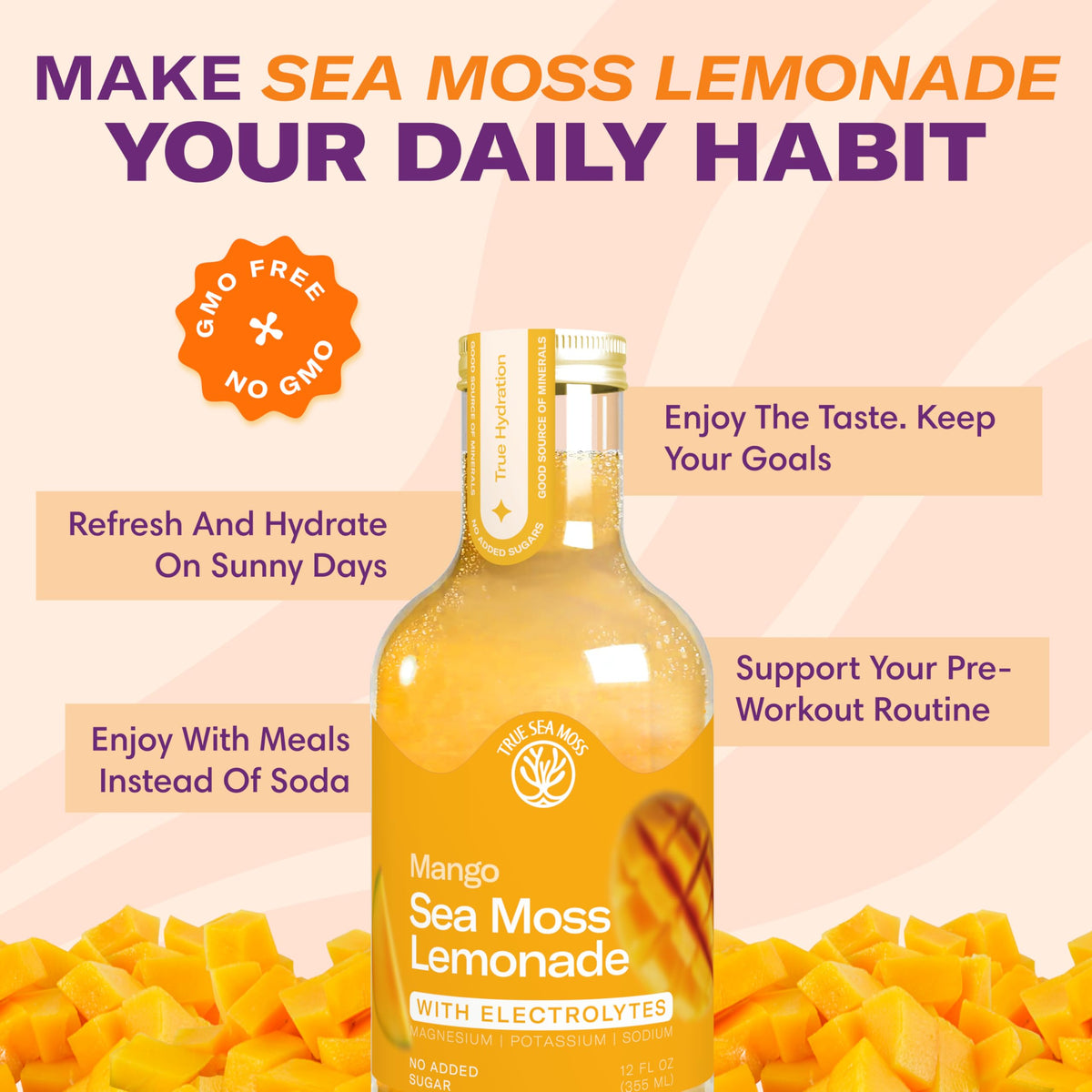 Chilled TrueSeaMoss glass serving emphasizes cold, refreshing hydration.