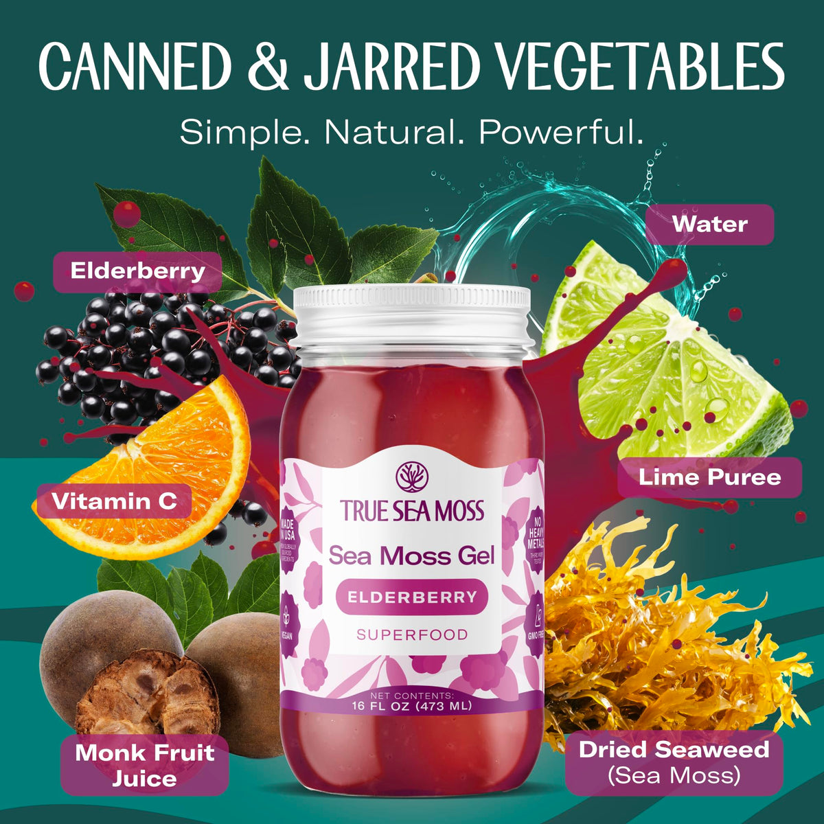 TrueSeaMoss elderberry gel swirl enhances flavor in smoothies and desserts.