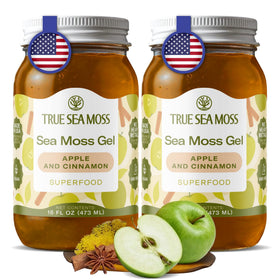 TrueSeaMoss Apple Cinnamon gel 2-pack in glass jars for convenient daily use