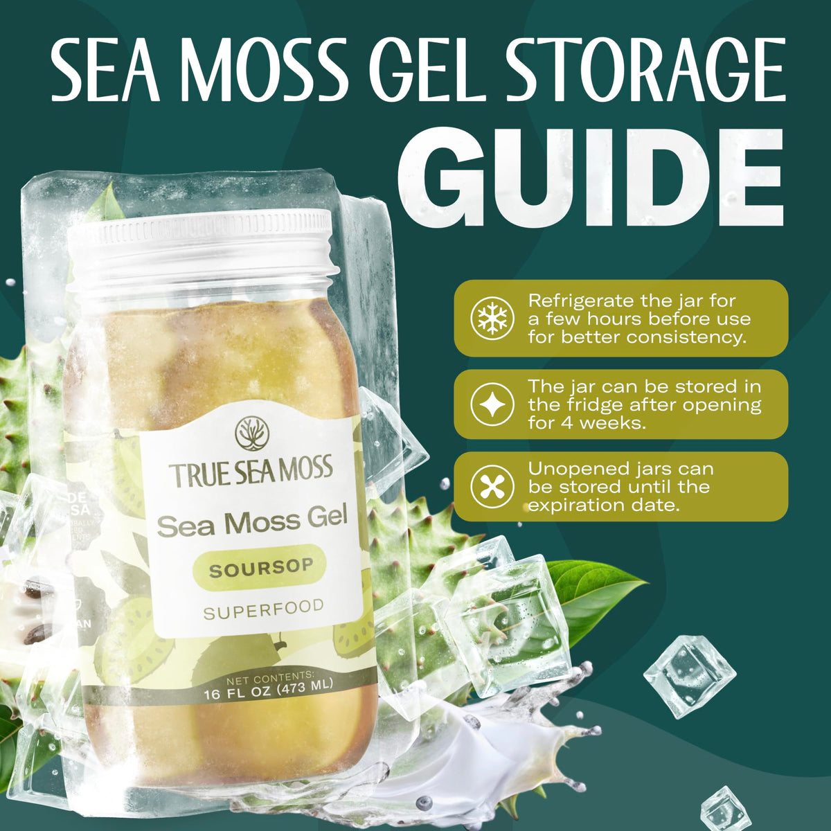 TrueSeaMoss gel texture close-up, glossy and easy to blend